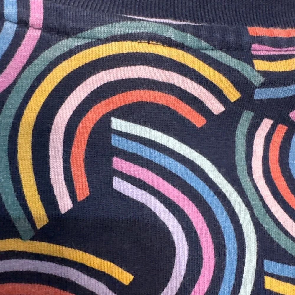 Hanna Andersson Navy Blue Geo Rainbow Long Sleeve T-shirt‎ Dress Sz 130 Sz 8
